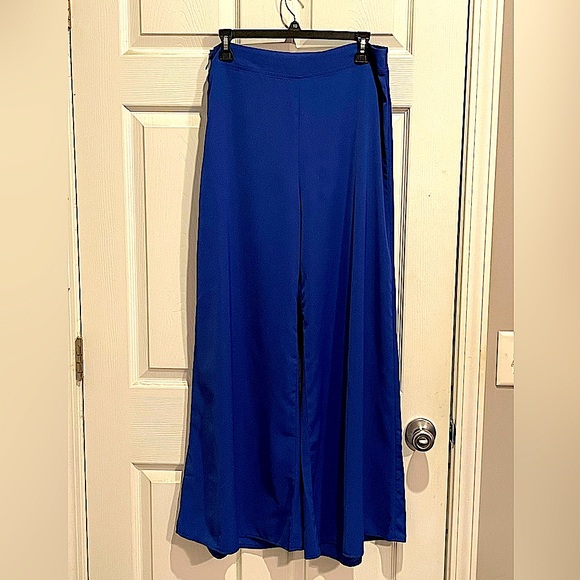 Elegant Royal Blue Women's Wide Leg Dress Pants - Picture 4 of 11